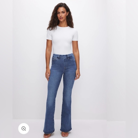 Good American POWER STRETCH PULL-ON FLARE JEANS Size Large. - Picture 1 of 7